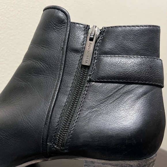 Aquatalia Women’s Ankle Boot Black Leather Side Zip Up Buckle Size 11 - Picture 9 of 11